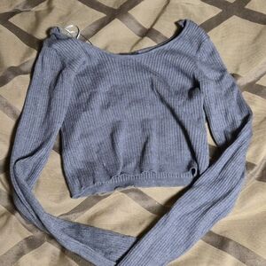 Love Tree Off-the-Shoulder Gray Sweater